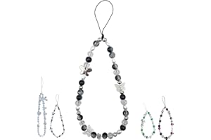 Meefisher 1-2 PCS Butterfly Y2K Beaded Phone Charm Black White Purple Blue Green Cute Charms Cell Phone Lanyard Strap Handmade Acrylic Flower Wrist Beads Chain Sweet Gifts for Girls Women