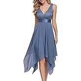 Ever-Pretty Women's Spring V Neck Lace Chiffon A Line Prom Dresses Semi Formal Cocktail Wedding Guest Dress 0207