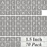 1.5 Inch Alphabet Letter Stencils - 70 Pack Reusable Mylar Stencils For Painting On Wood, Signs & Crafts