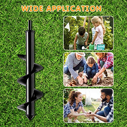 Oak Leaf Auger Drill Bit, 3" x 12" Garden Auger Bit Flower Planting Bulb Auger, Post or Umbrella Hole Digger For 3/8" Hex Drive Drill, Bonus Cut Resistant Gloves (Large Size)