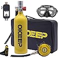 OIOEEP Mini Scuba Diving Tank with Sub-Mask, 1L Dive Portable Lungs Kit，15-20 Minutes Underwater Breathing System for Underwater Exploration Perfect Professional Diving Packages