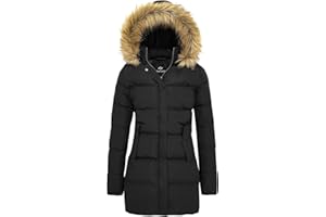 FARVALUE Women's Winter Coat Warm Parka Jacket Puffer Quilted Thicken Hooded Outerwear with Fur Trim
