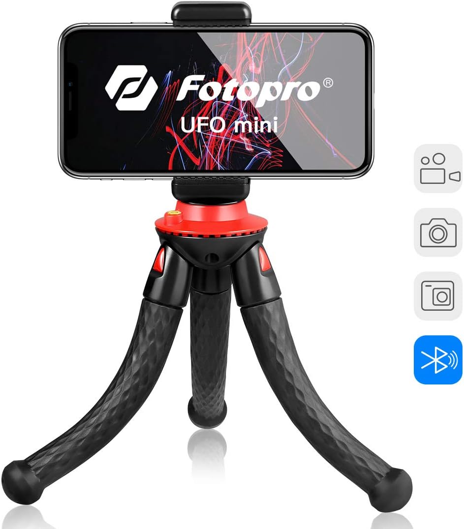 Flexible Tripod, Fotopro Phone Tripods for iPhone Xs Max Mini Camera Tripod for GoPro Sports Camera with Bluetooth Remote Smartphone Mount : Camera & Photo