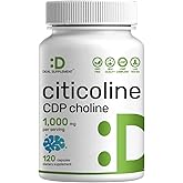 Citicoline CDP Choline, 1,000mg Per Serving, 120 Capsules – Extra Strength Choline Supplements – Nootropic B Vitamin Properties – Promotes Brain Health, Memory, & Focus – Non-GMO