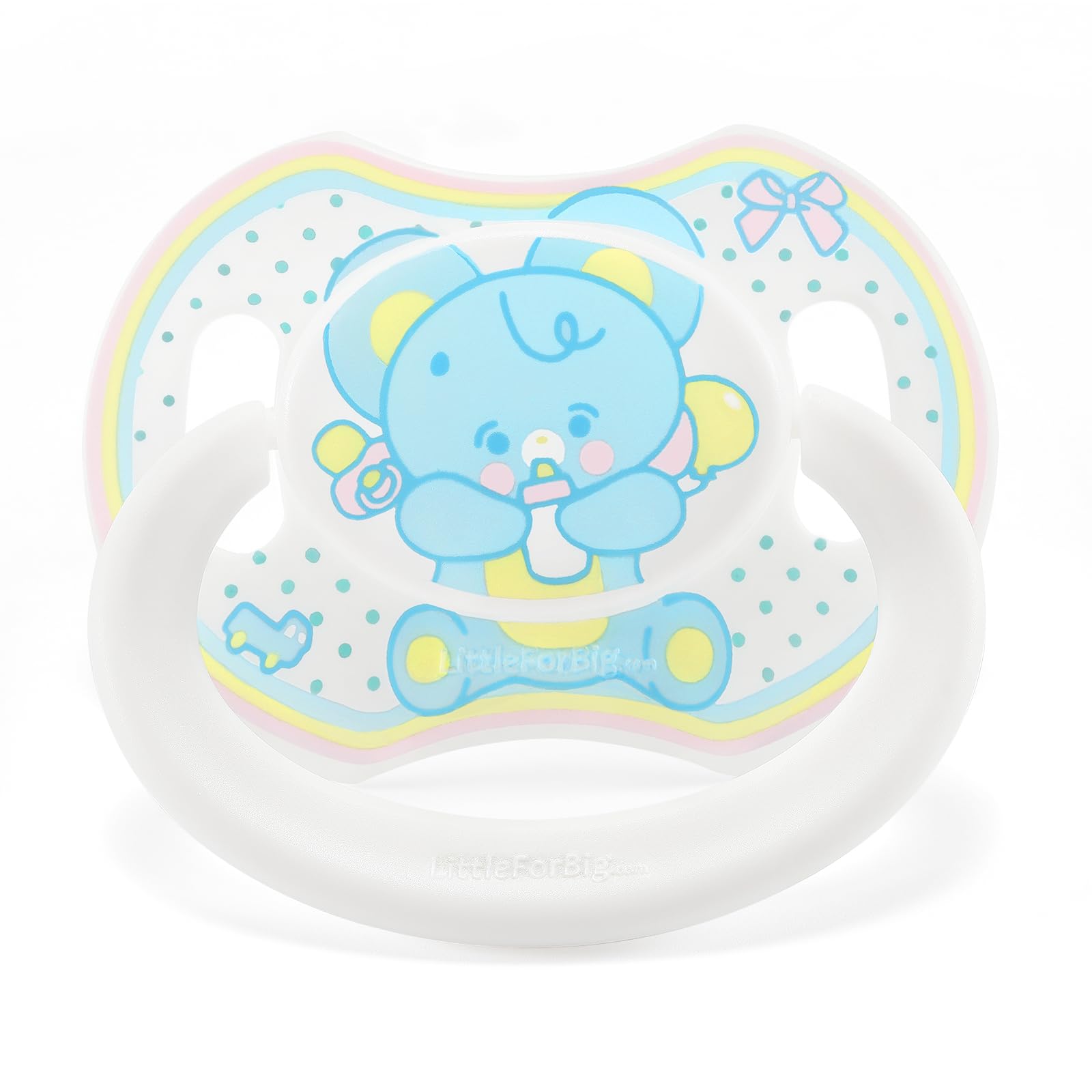 LittleForBig Bigshield Generation-II Adult Sized Printed Pacifier Baby Elephant Pattern Blue