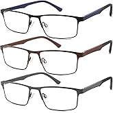 READITEASY 3 Pack Reading Glasses Men 1.0 Blue Light Blocking, Readers Men with Spring Hinge Reduce Eyestrain/UV/Dryness, Mens Reading Glasses 1.0+