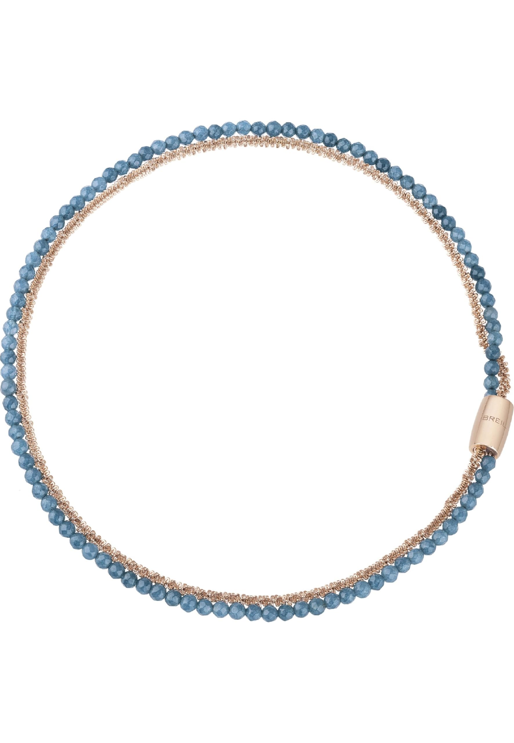 Breil, Magnetica System Collection, Women's Necklace with Daisy Chain in Polished IP Steel and Natural Agate Stones, Practical Magnet Closure, Taglia unica, Coloured Steel, Agate