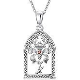 Plesitep Iris Necklace for Women Sterling Silver Iris Flower Necklace Gothic Birth Flower Necklace Jewelry Gift