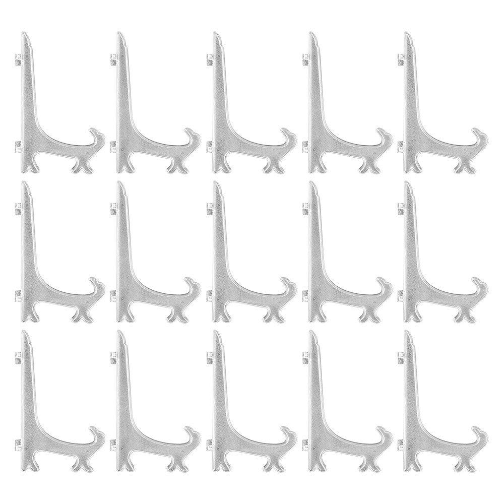 Ideen mit Herz Easels for Frames & Pictures | Plastic | Foldable | Transparent Clear | Also Ideal as a Plate Stand, Plate Stand, Book Stand, Book Holder (10 x 6.7 cm | Pack of 15)