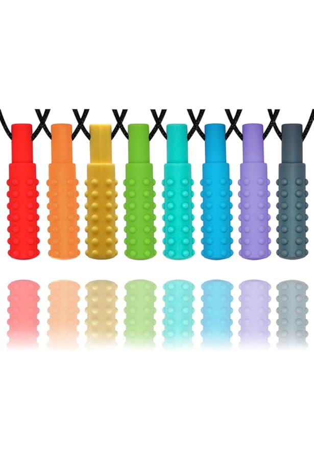 Lot De 6 Colliers à Mâcher Sensoriels Pour Enfants - Silicone Doux, Réutilisable, Idéal Pour Autisme, TDAH, Besoins Moteurs Buccaux