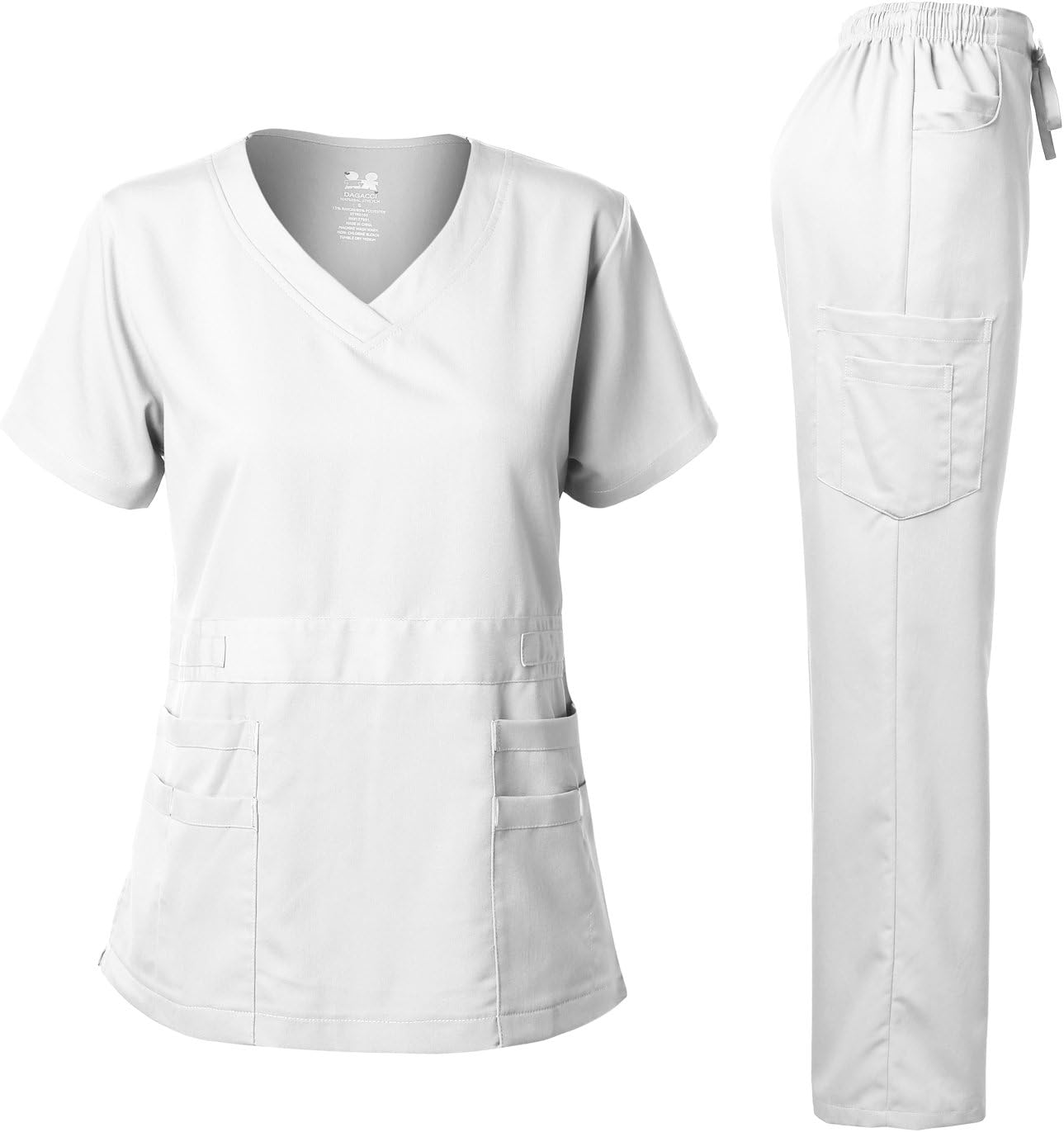 Dagacci Medical Uniform Natural Stretch Premium Women's Scrubs Set Stretch Ultra Soft Top and Pants