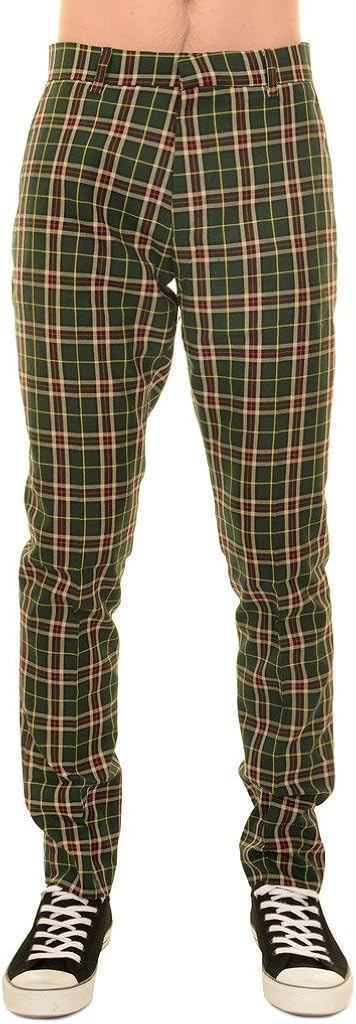 green tartan skinny trousers