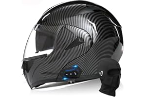 BYGMW Bluetooth Modular Motorcycle Helmet, DOT Approved Flip Up Full Face Integrated Helmet, Double Visor Helmet Built-in Dual Speaker with Microphone, for Adults Men and Women XS~XL