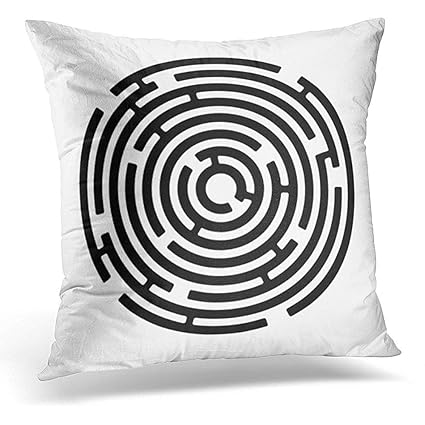 Amazon Com Throw Pillow Covers Labyrinth Round Maze White