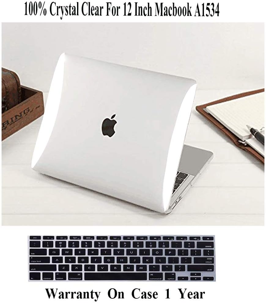 Millimeter Clear MacBook Case 12 Inch A1534 (2015—2018 Release) Transparent Mac 12 Inch Case Crystal Clear Antiscratch Dustproof Cover + Keyboard Cover Black