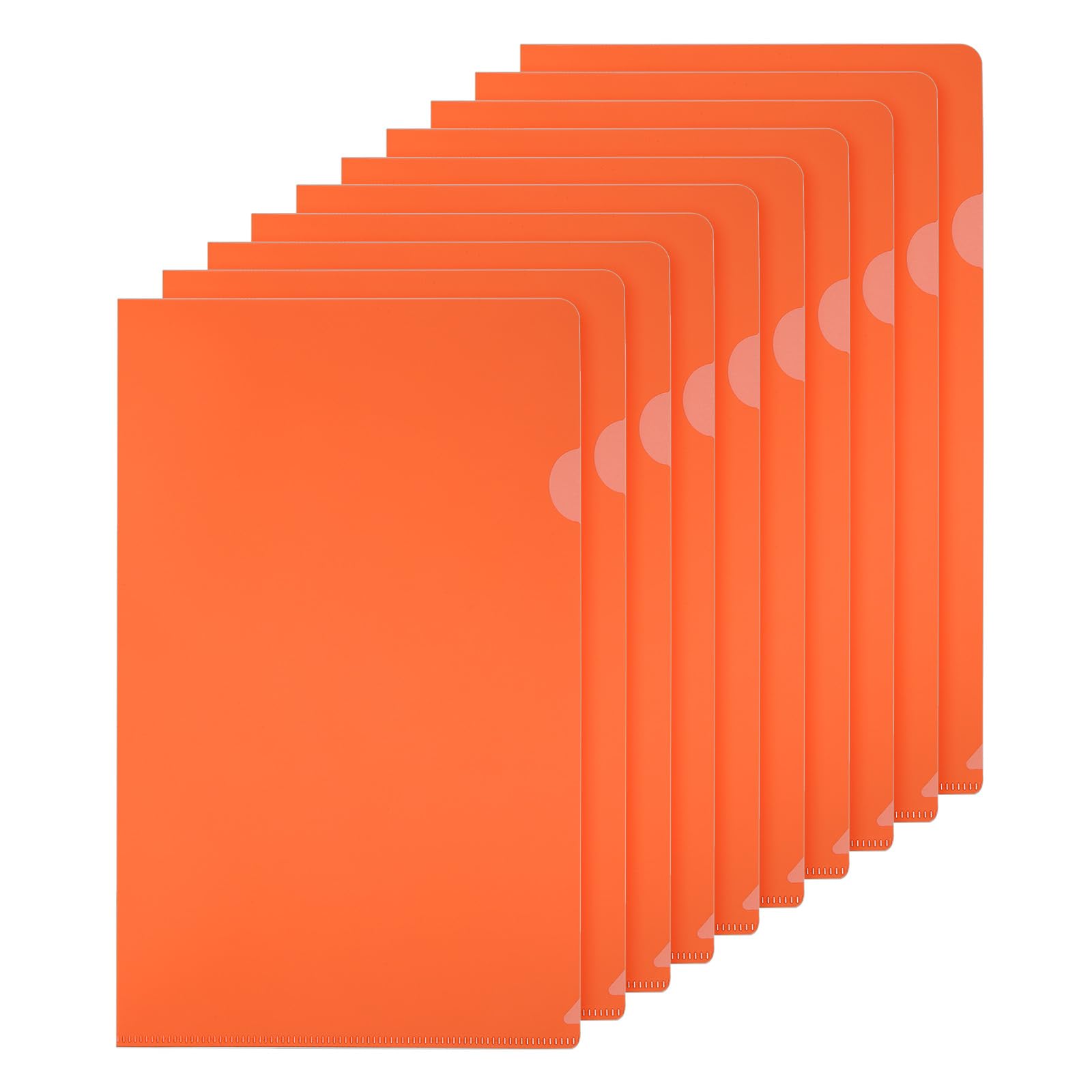 PATIKIL L Type Folders 30 Pack A4 Plastic File Project Pockets Clear Paper Document Jacket Sleeves for Office, Orange