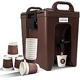 YUANHAO 2.5 Gallon Insulated Beverage Dispenser with Spigot | Hot & Cold Drink Server for Coffee, Tea, Lemonade | Leak-Proof, 7-Hour Temperature Control for Parties, Events, Office & Home (Brown)