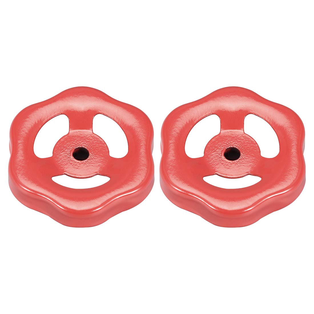 sourcing map Metal Outside Faucet Round Wheel Handle, Square Broach 8x8mm, Wheel OD 79mm Paint Iron Red 2Pcs