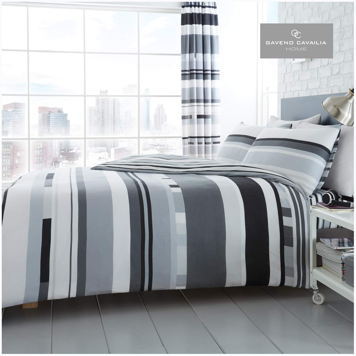 GC GAVENO CAVAILIA Reversible Duvet Cover Set Mono, Striped Bedding King Size, Easy Care Polycotton Quilt Covers — image 1