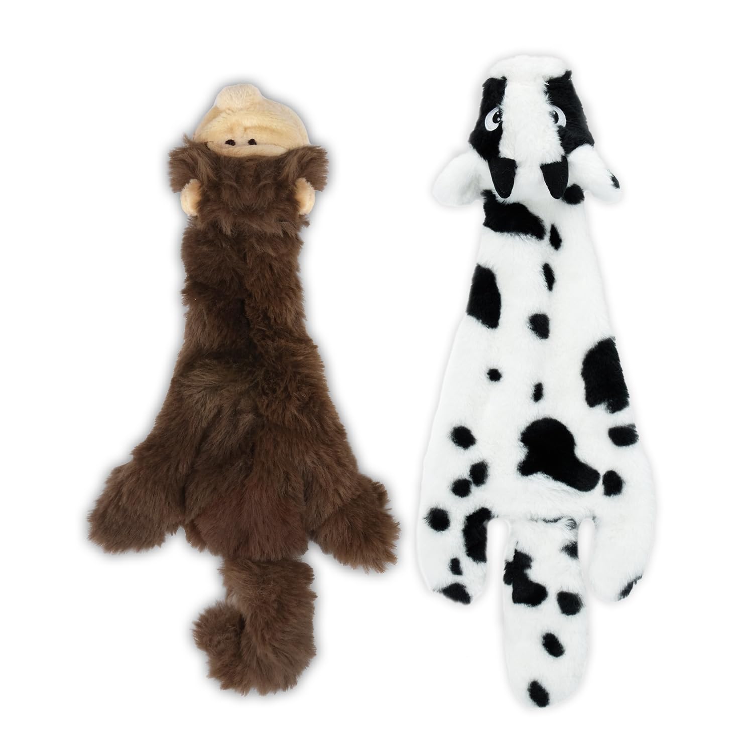 2-in-1 Stuffless Squeaky Dog Toys with Soft, Durable Fabric for Small, Medium, and Large Pets by Best Pet Supplies - No Stuffing for Indoor Play, Cow, Monkey, size M — image 1