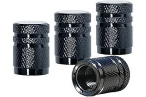 DENSET Valve Stem Caps, Double-Layer Design Tire Caps Corrosion Resistant,Tire Valve Caps 4 Pack Covers for Car, Motorbike, Trucks, Bike, Bicycle, Black