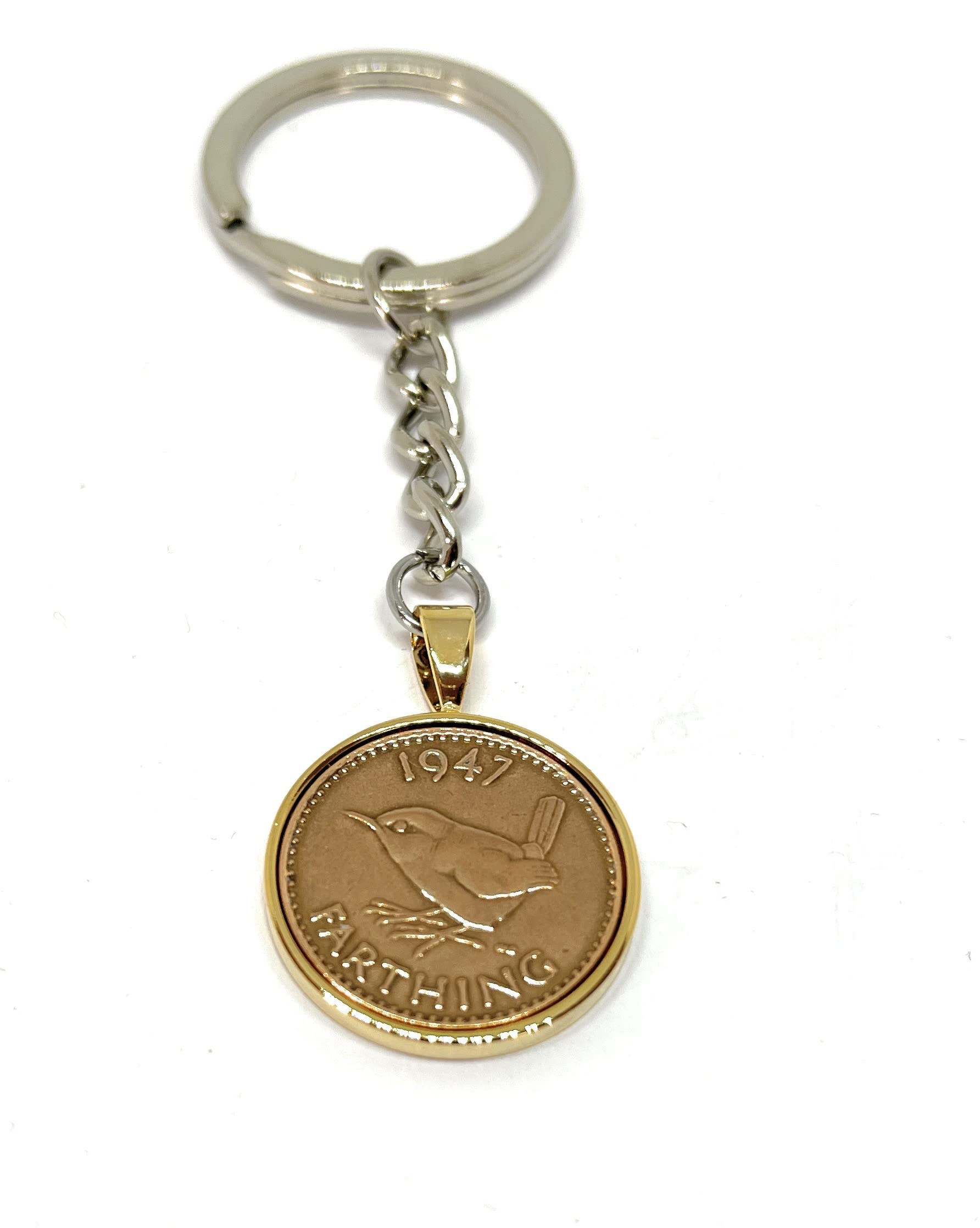 1947 79th Birthday Keyring Farthing Keyring Mum, Dad, Brother, Sister- 79th Birthday-Farthing Coin Keyring, Farthing Coin, 79th Anniversary GLD