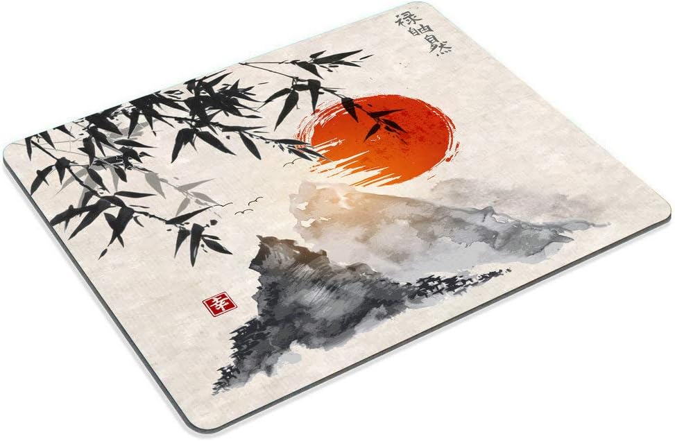 Wasach Gaming Mouse Pad Custom,JapaneseTrees Sun and Mountains Mouse Pad 9.5 X 7.9 Inch (240mmX200mmX3mm) - Image 5