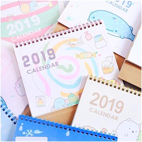 Amazon Co Jp Lqt Ltd 18 19 キュート カートゥーン カレンダー アジェンダ 週 月 予定表 卓上カレンダー かわいいスケジュールテーブル スタンドカレンダー 文房具 オフィス用品