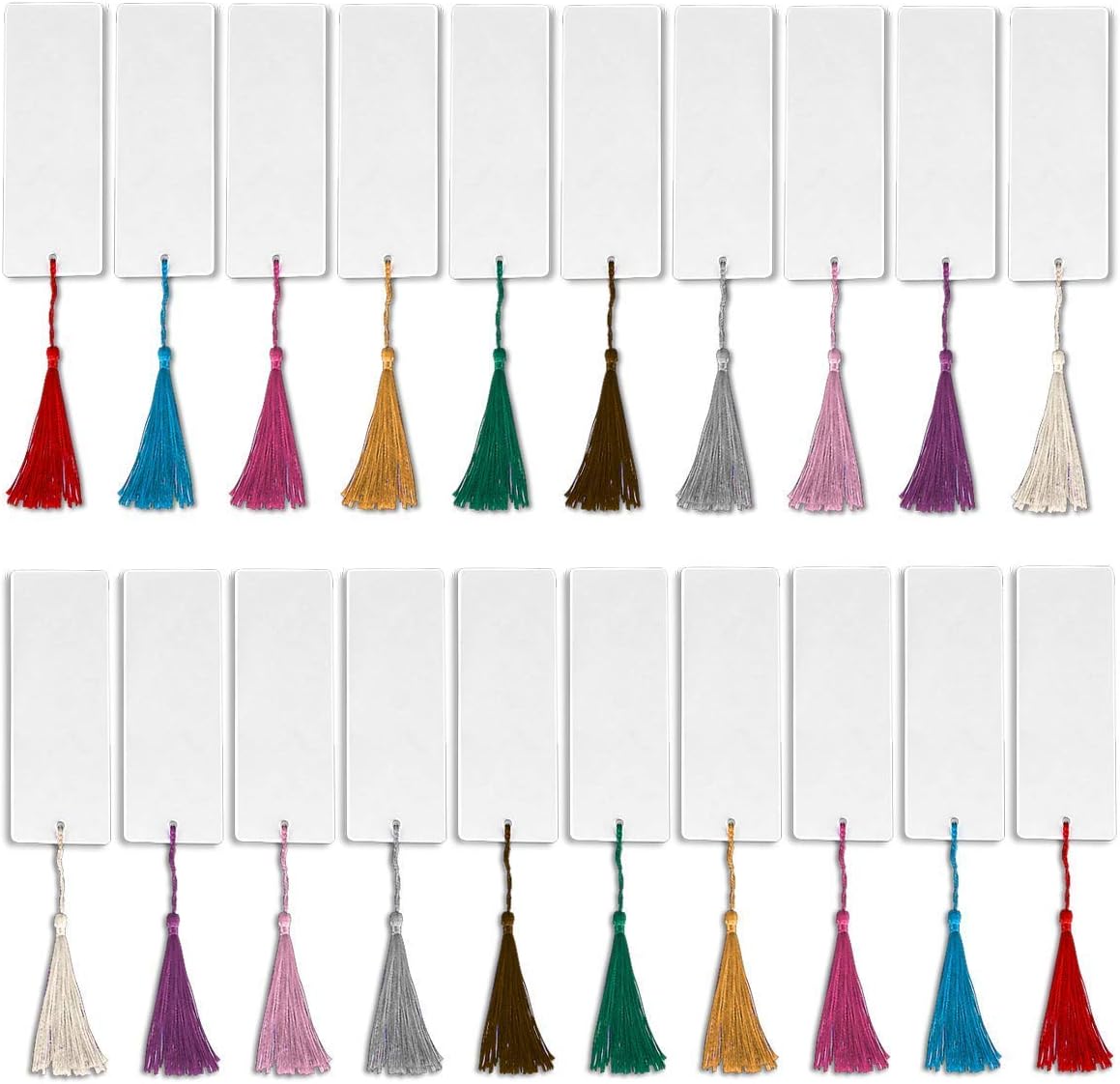 LeeviaLeevia 96 Pcs Blank Bookmark with Silky Tassels, Plain White Bookmarks for DIY Projects and Gifts Tags,5.5 by 2 inch (48 Pcs Blank Bookmark+48 Tassels)