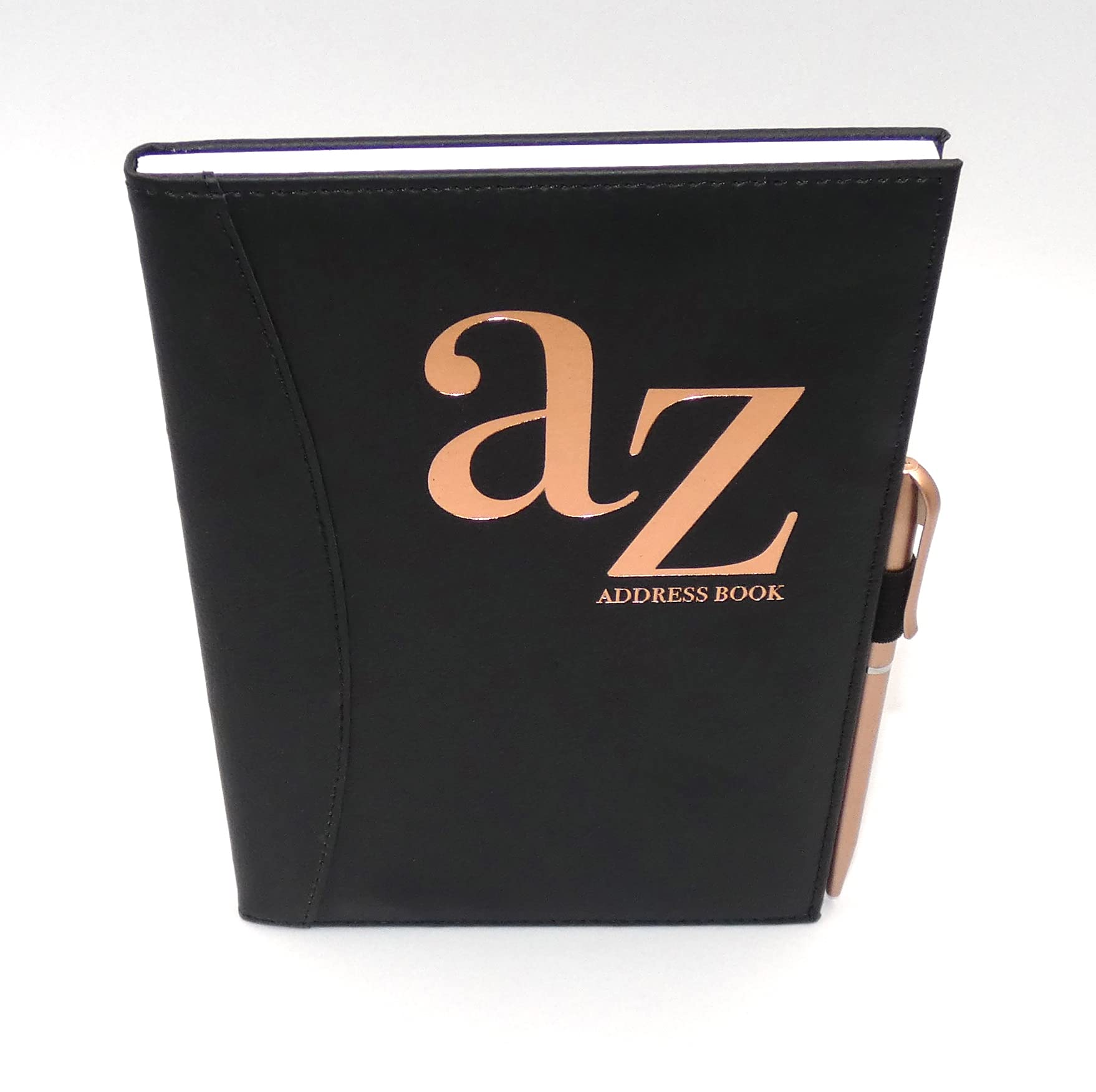 Sixstore A to Z Telephone A5 Address Book A-Z Index Hard Back PU Leather Style Cover Soft Padded with Pen, Black