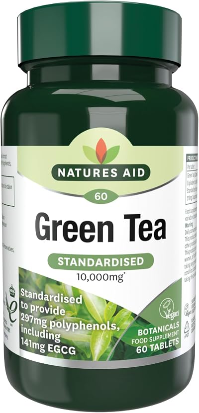 Natures Aid Green Tea 10000mg - Antioxidant, Vegan, 60 Tablets
