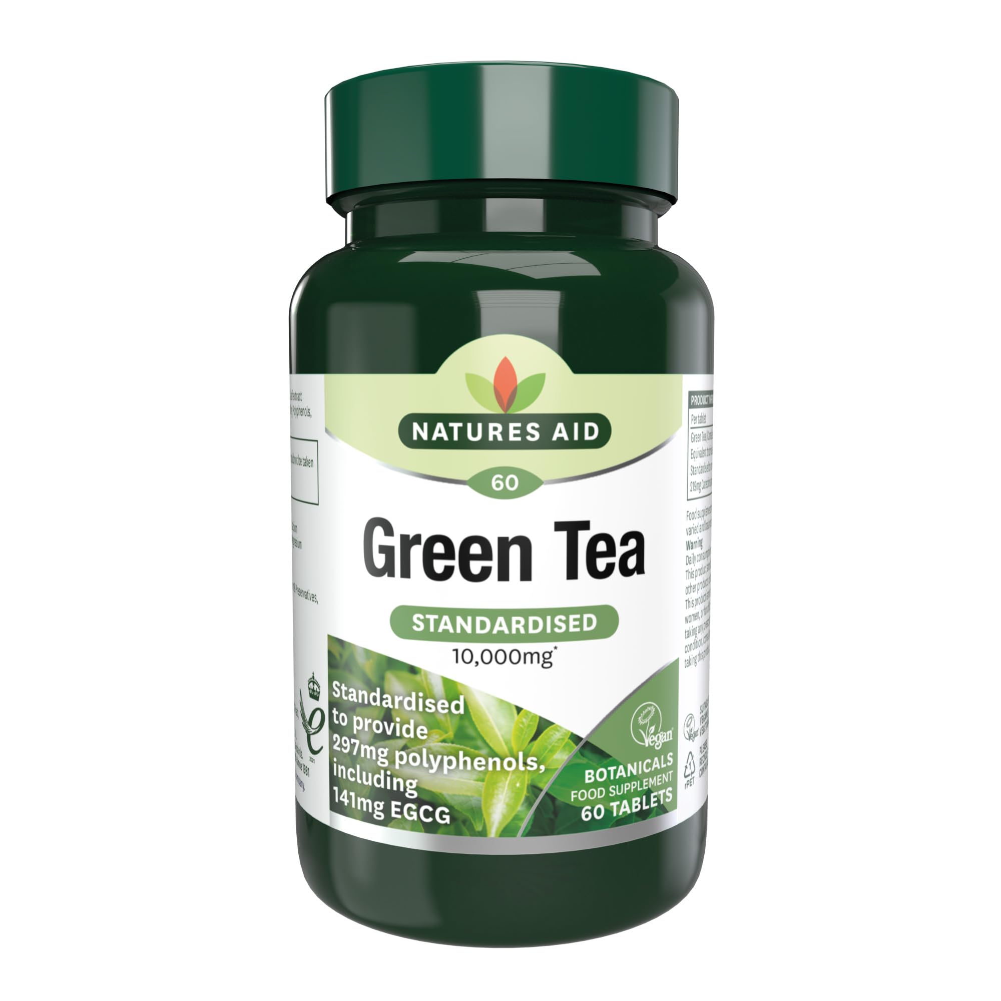 Natures Aid Green Tea 10,000mg – High Strength Natural Supplement – Supports Energy, Metabolism & Weight Management – Antioxidant – Vegan, Gluten Free, Non-GMO – 60 Tablets