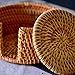 Yazi Rattan Coasters Handcrafted Eco-friendly Coffee Cupmat Tea Cup Mat Teapot Vine Placemat Rattan Decorative Holder for Kitchen Table Drinks Crafts Table Desk Office Hote (Orange, Diameter 4 inches)