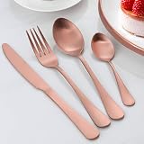 BEWOS 16-Piece Rose Gold Matte Cutlery Set Service for 4 Stainless Steel view 5