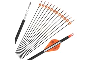 HNZMDY 30" Pure Carbon Arrows Archery Practice Hunting Arrows Spine 300 350 400 500 600 Targeting Arrows with Removable Tips for Compound & Recurve & Long Bow 6/12 Pcs