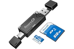 SD Card Reader, SmartQ Dual Connector USB 2.0/USB-C Memory Card Reader Adapter, Compatible with SD/Micro SD/SDHC/SDXC/MMC [Card not Included], Suitable for MacBook Pro/Air, iPad Pro.