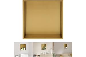 Lordear Shower Niche 12" x 12" Bathroom Niche Gold, No Tile Needed Recessed Shower Niche Shelf Wall Niche Insert for Bathroom Storage,Niche Bathroom Shower Storage Shower Shelf,Gold