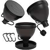 Hydra Cup ProStand [3 Pack] - Funnels w/Stand for Filling Water Bottles with Protein Powder, Supplement Container Set to Go or Kitchen Use, Keychain for Shaker Cup, Black