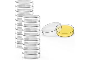 FOUR E'S SCIENTIFIC 60mm Glass Petri Dishes with Lids, High Borosilicate Glass Culture Dishes for School, Laboratory, Science Project, Pack of 20