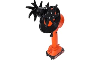 Zunate 24V Cordless Garden Tiller & Cultivator – 235RPM Handheld Electric Rototiller with 2 Rechargeable Batteries, Portable 