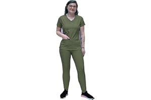 ANGIE UNIFORMS YOGAFLEX Stretch KNIT PANEL Top and Yoga Jogger Scrub Pants. Soft & Stretchy Jogger Scrub Set