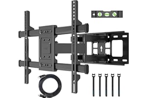 BONTEC Full Motion TV Wall Mount for 37-84 Inch TVs, Hold up to 132lbs, Max VESA 600x400mm, Swivel Tilt Dual Arms, Adjustable Viewing Angle, Fits 16" Wood Studs, Easy Assembly