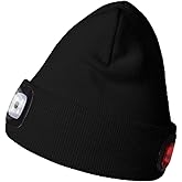 Vettres Unisex Beanie with Light, USB Rechargeable, Double-Layer Winter Knit Hat for Outdoor Activities