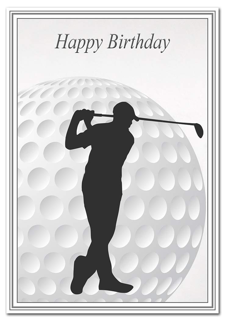 Golf Birthday Card for Men Teenage Boys - Sports Golfing Greeting Card - Male Happy Bday Wishes All Ages - Unique Unusual Cool Art for him - Blank Inside