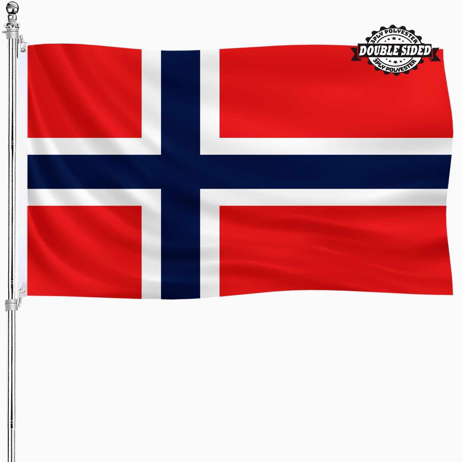 Photo 1 of Norwegian Flag 3x5 Norway Flags Double Sided Outdoor Heavy Duty National Flags 3 Ply Polyester Material with 2 Metal Grommets 4 Rows of Stitching