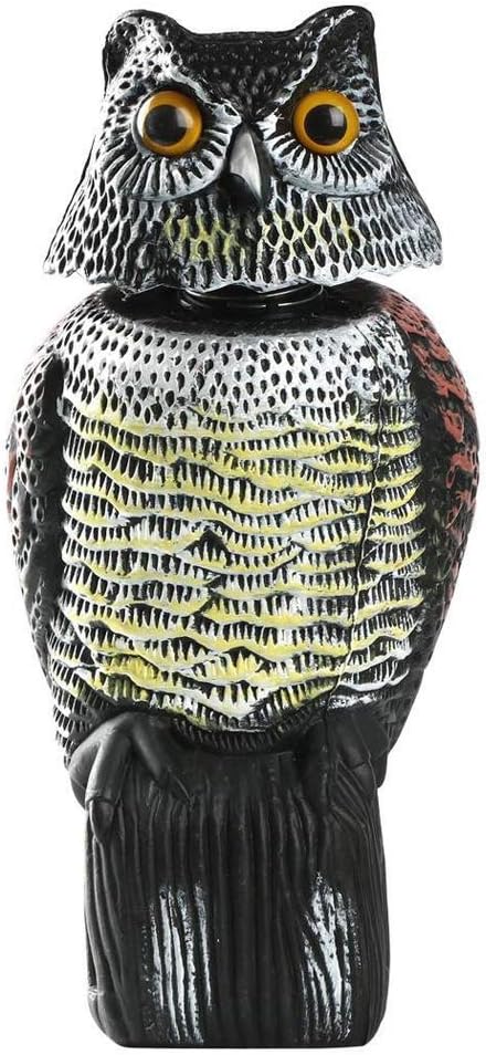 EudoER 1Pcs Fake Owl Decoy Natural Enemy Pest Bird Deterrent Animal with Rotating Head for Garden