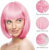 Aomig Pink B Short Bob Wig 3 PCS Synthetic Heat Resistant Women view 3