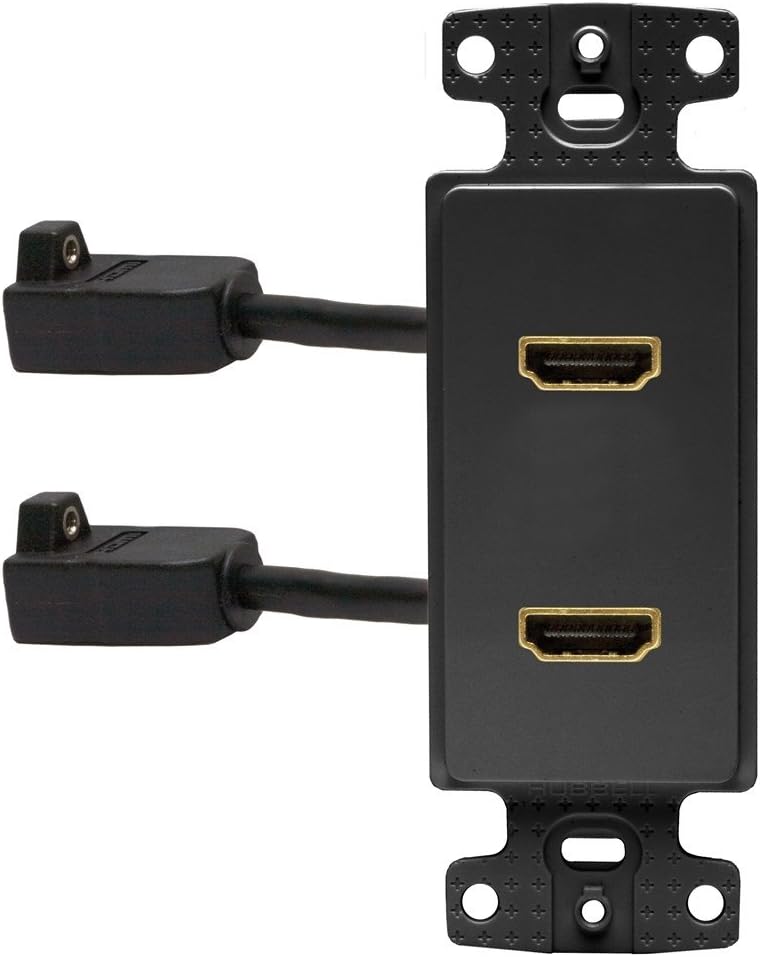 Hubbell Wiring Systems NS802BK netSELECT HDMI 1-Gang Thermoplastic Decorator Frame, Gold, Female to Female, 2-Port, Black