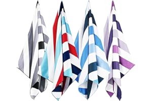 Whale Flotilla 4 Pack Large Quick Dry Beach Towel (30"x60"), Microfiber Sand-Free Beach Towel Set, Super Absorbent Compact Pool Travel Towel, Purple/Black/Blue/Navy