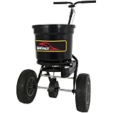 Brinly P20-500BHDF-A Push Spreader with Side Deflector Kit and Hopper Grate, 50 lb. Capacity - Flat Black